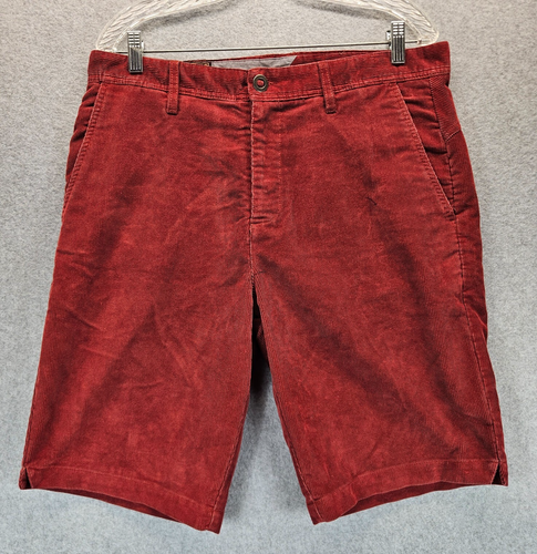 Vintage Volcom Cord Shorts Herren 34x10 rot Baggy Y2K Skater Surf Grunge Punk