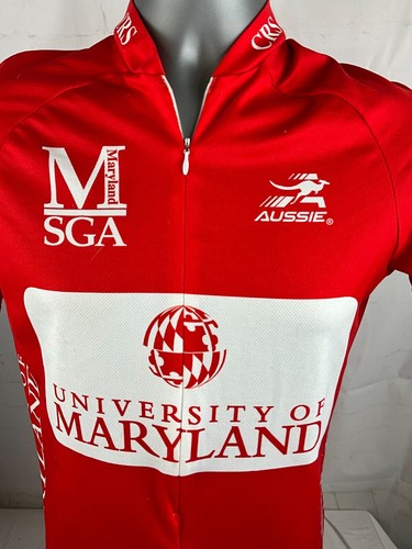Aussie University of Maryland 1/4 Reißverschluss Radfahren Radfahrer Trikot Shirt Größe Small rot - Bild 3 von 4