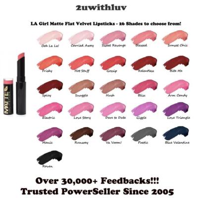 LA L.A. GIRL MATTE FLAT VELVET LIPSTICK 26 SHADES NEW SEALED
