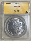 1883-O $1 Morgan Silver Dollar ANACS AU58. Free Shipping. (7335)
