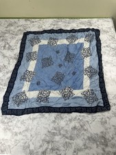 Elegant Blue  Cream Square Scarf with Baroque Pattern   27  Vintage Style