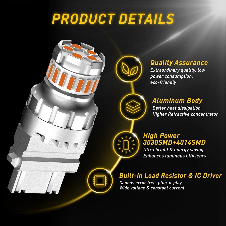 3157 3156 LED Reverse Tail Canbus Turn Signal Light Bulb Amber DRL 2-10PCS EAG - Image 4 of 4