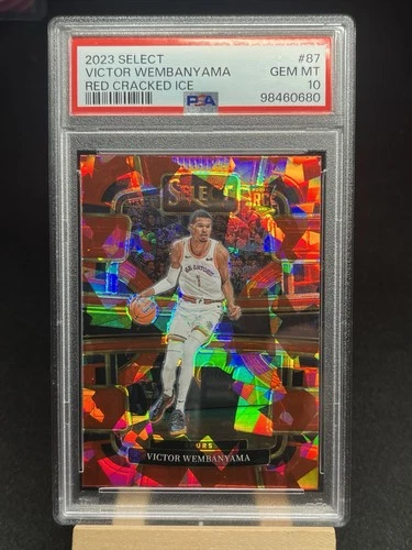 2023-24 Panini Select Victor Wembanyama Concourse Red Cracked Ice Prizm PSA 10