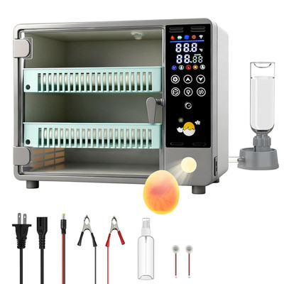 24 Egg Incubator, Automatic Egg Turner Hatching Machine with Candling Light Auto