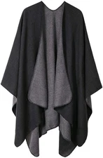 Women's Poncho Sweater Shawl Wraps Cape for Fall WinterBlack