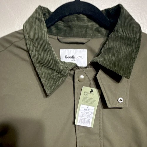 Goodfellow & Co Men's Green Lined Jacket Size M Collared Pockets Button Front image 2