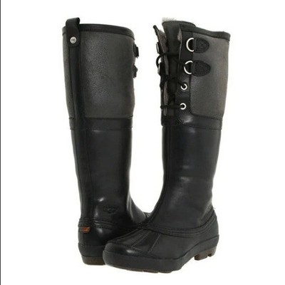 Ugg-Elsa Tall Waterproof Leather Boot Women  US Black 1008438