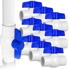 10PCS 1/2" PVC Ball Valve, Shut-Off Ball Valves Socket with Easy Turn Blue T-...