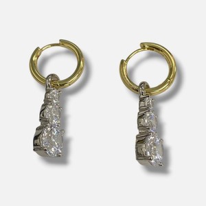 Authentic Shashi Women's 14K Gold Plated Solita Cubic Zirconia Huggie Hoop Earrings