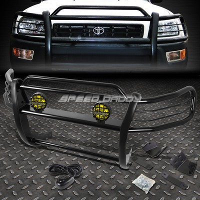 BLACK BRUSH GRILLE GUARD+ROUND AMBER FOG LIGHT FOR 96-00 TOYOTA RAV4 XA10 SUV
