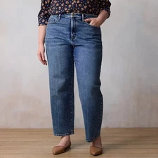 LC Lauren Conrad Super High Rise Womens Jeans Medium Wash Straight 22W Short NWT