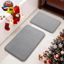 Memory Foam Bathroom Rugs Sets 2 Piece - Super Soft Absorbent Quick Dry Bath Mat