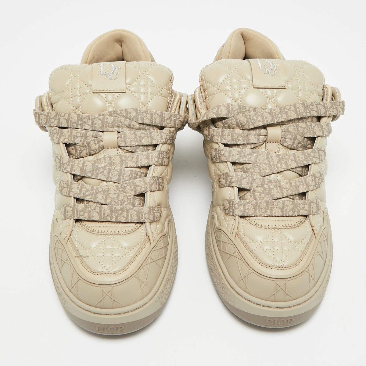 Dior B9S Skater Size 42.5 Beige Cannage Leather Low Top Sneakers