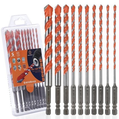 Concrete Carbide Drill Bits Hex Shank 5/32''-1/2'' (10PCS),
