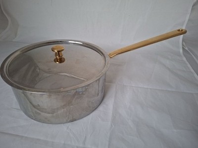 Spring Goldstar Sauteuse 20 cm Edelstahl mit Deckel   vergoldeter Griff Schweiz