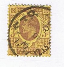 Stamps Great Britain #132 3d Yellow Purple King Edward VII 1902-11 USED
