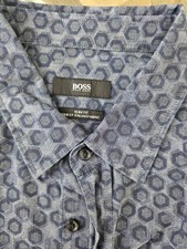 Mens Hugo Boss Dress Shirt Size L Geometric Paisley finest Italian fabric