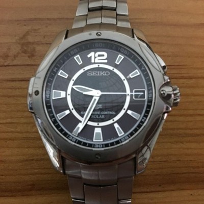 Seiko 7B22-0AA0 Radio Wave Solar Titanium Herren Armbanduhr #552