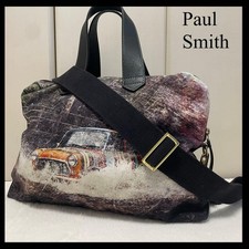 Paul Smith Authentic 2Way Canvas Leather Boston Shoulder Bag Mini Cooper Print