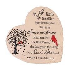 Heart Shaped Memorial Garden Stones, 10 inches Sympathy Garden Yellow Tree