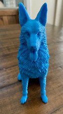 Blue German Shepherd Dog Sitting Sculpture, 3D Model, K9, Decor, New, Excellent