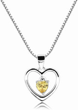 Girl'S Sterling Silver "Dancing Heart" Simulated Birthstone Necklace