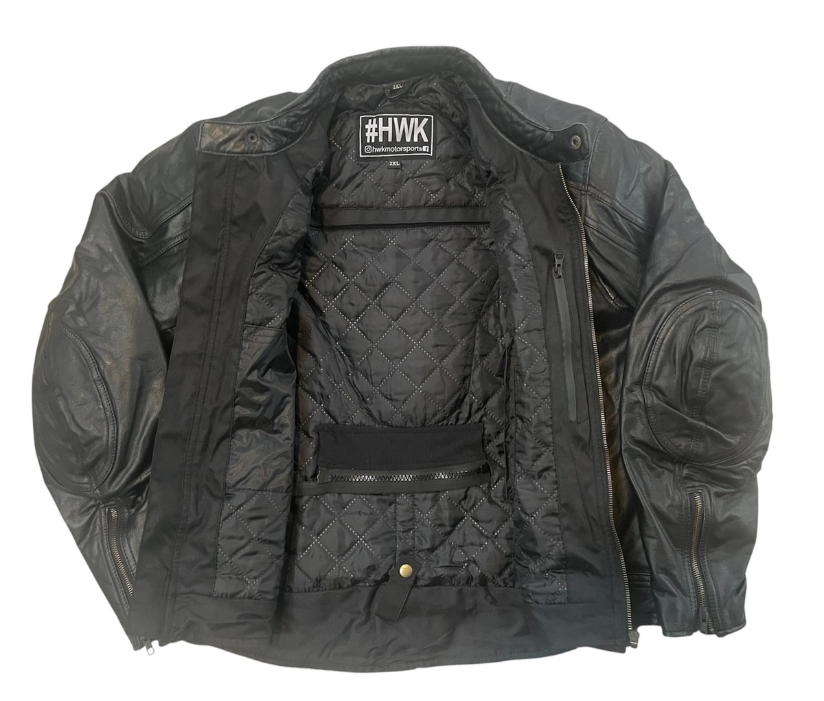 HWK Leather Cafe Racer Jacket with Armor 100% Leather Size 2XL | eBay