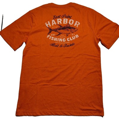 IZOD Saltwater East Point Harbor Fishing Club Orange T-Shirt - Men Small NEW