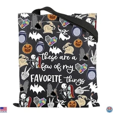 ENSIANTH Spooky Skull Lover Tote Bag - Ghost Dog Horror Movie Shopping Bag Gift