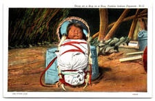 Postcard c1920 Native American Pueblo Baby Papoose Wooden Carrier A80