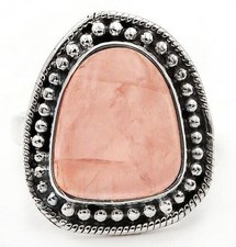 Natural Rose Quartz -Madagascar 925 Sterling Silver Ring Jewelry Sz 6.5