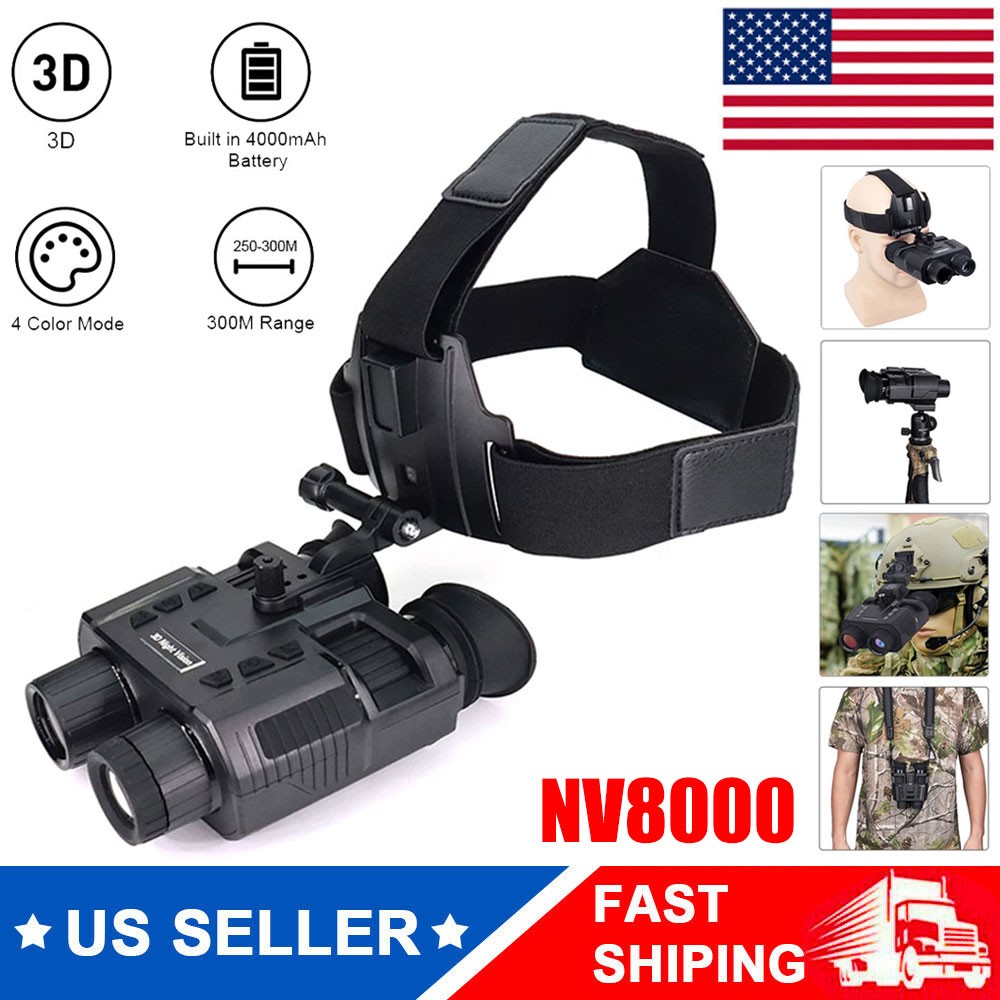 NV8000 Night Vision Binoculars Goggles IR 850nm Hunting Head Mounted Telescope