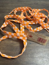 Vintage Mitchellace Neon Orange Checkered Fat Shoelaces 54” Made in USA NOS