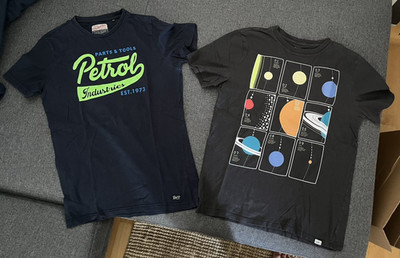 2 T-Shirts Petrol Industries GAP Jungen unisex Gr. 164 blau grün