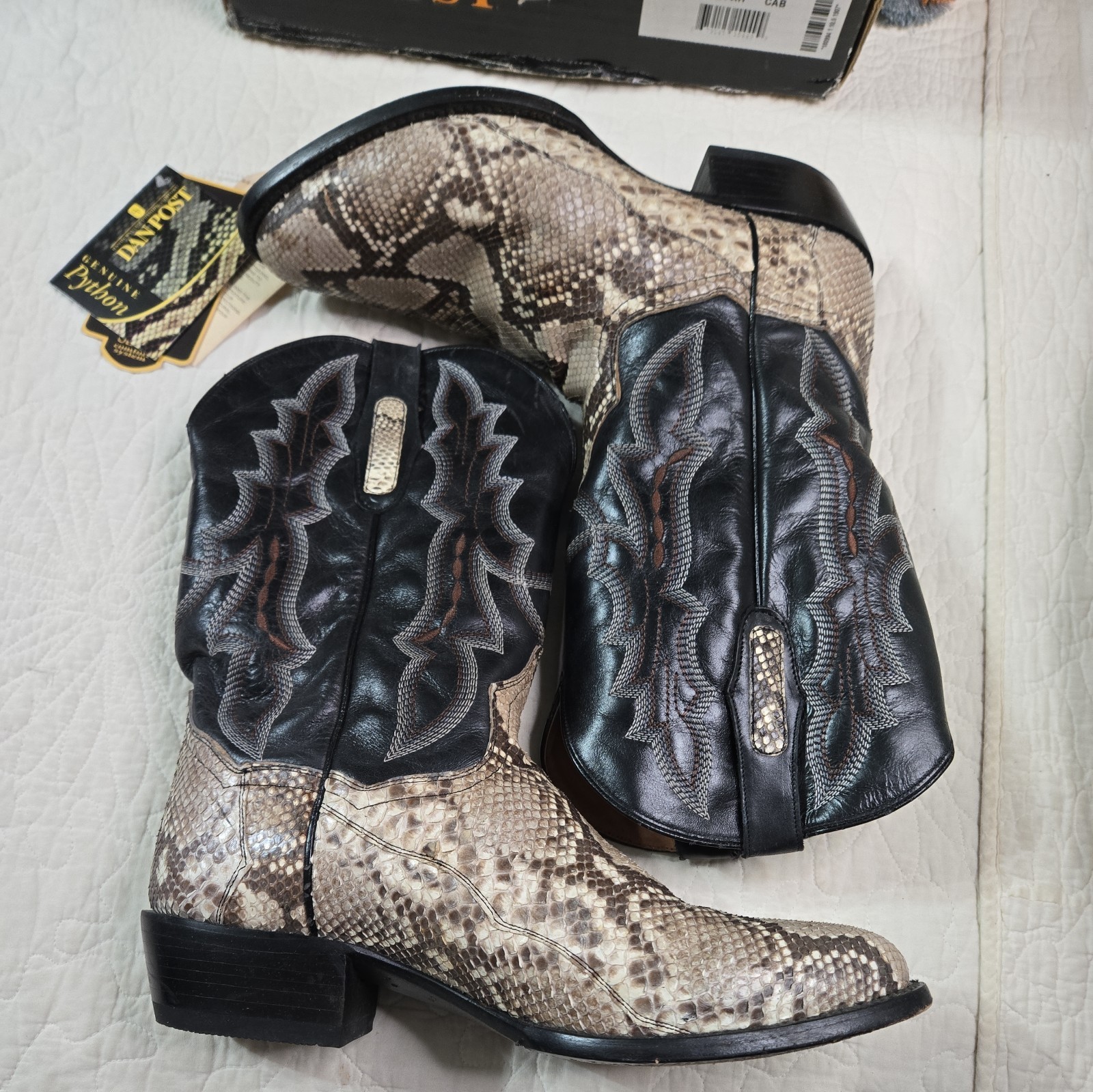 🤠 RARE Dan Post GENUINE PYTHON Belly Snakeskin B… - image 6