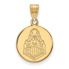 10k Gold LogoArt Purdue University Boilermakers Train Logo Medium Disc Pendant