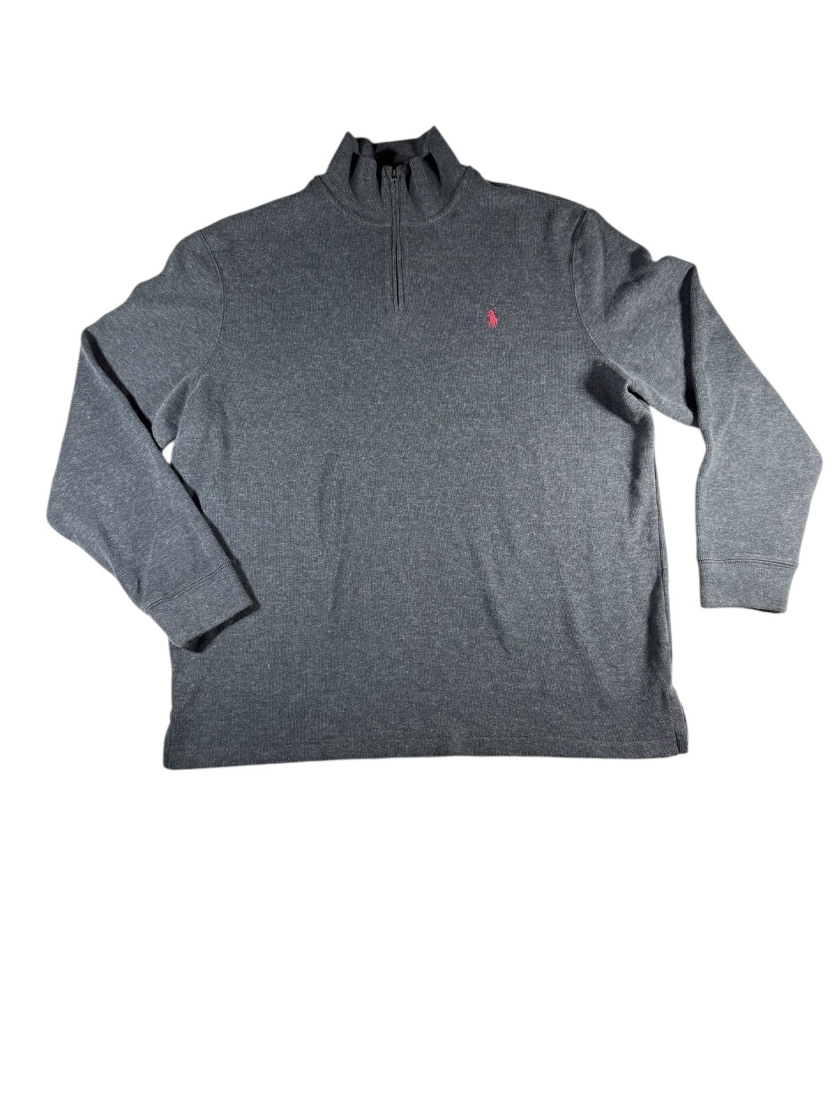 Ralph Lauren Polo Maglione Uomo XLT Pullover Alto 1 4 Zip Grigio Felpa Pony