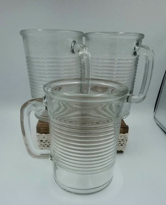 Circleware Ribbed Clear Can Handled Mug  Set Of 4 New