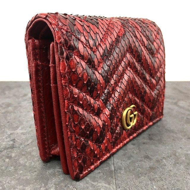 Gucci Python Red Compact Wallet Unused Snake Leat… - image 3