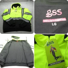 GSS Safety Jacket Mens Large Yellow Class 3 Hi-Vis Reflective Type R Rain NWD