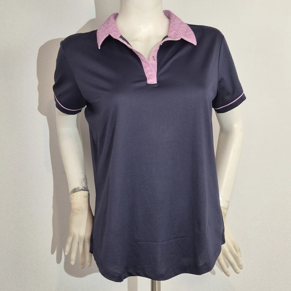 Polo deportivo de golf deportivo Haley para mujer talla L azul rosa manga corta (59) Foto 2 de 4