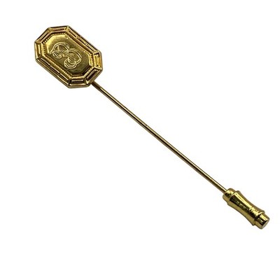 12K Gold Filled Monogram B Lapel Pin Mens 3 In Engraved Dress Jewelry Accessory