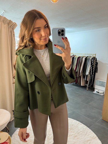 Kurzer Trenchcoat Lili Khaki Damen Jacke Onesize XS-XL Winter Trench Coat Frauen-image