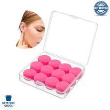 12 Pairs Reusable Silicone Ear Plugs for Sleep, Noise Cancellation Water Pr...