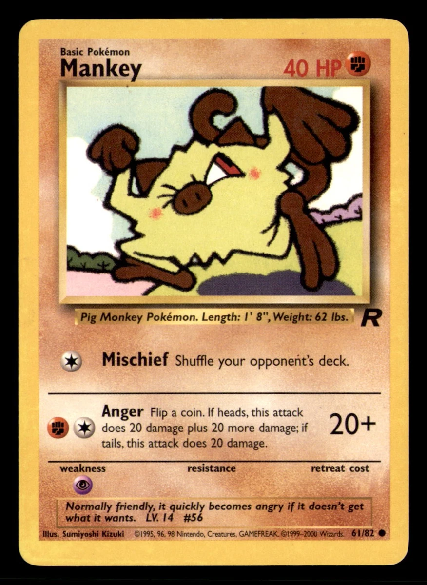 1995 mankey pokemon card Amazon.com: Pokemon Team Rocket Unlimited Common Mankey 61/82 : Toys & Games main image 1