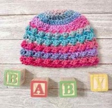 handmade crochet newborn baby hat girls red sea pink puffs new