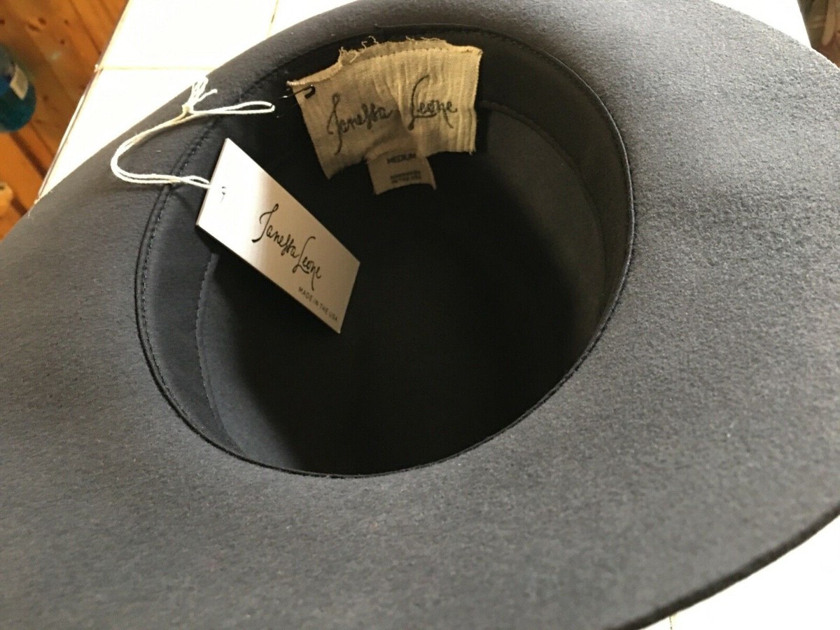 Janessa Leone Grey Wool Felt Fedora Hat Wide Brim Charcoal Made in USA Size M Ross Hat | Janessa Leoné main image 4