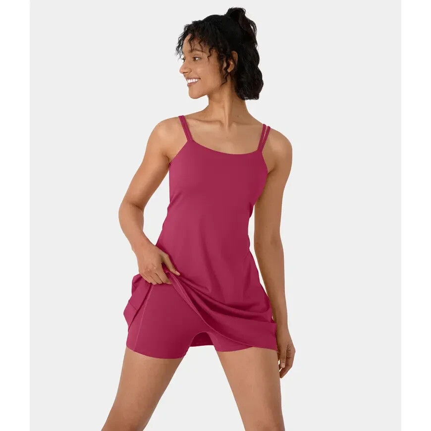 Halara Everyday Cloudful Double Straps Twisted 2-Piece Dress-Flipped Pink S  | eBay