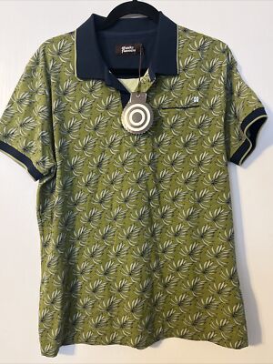 NEW 4 Funky Flavours Green Graphic Men s Polo Shirt Size L