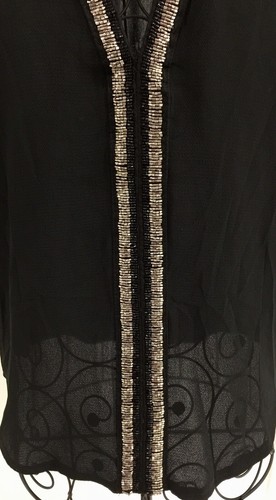 Avocado Top Size 10 Blouse Black Embellished Beaded Evening Dressy Shor Sleeve - Picture 4 of 11